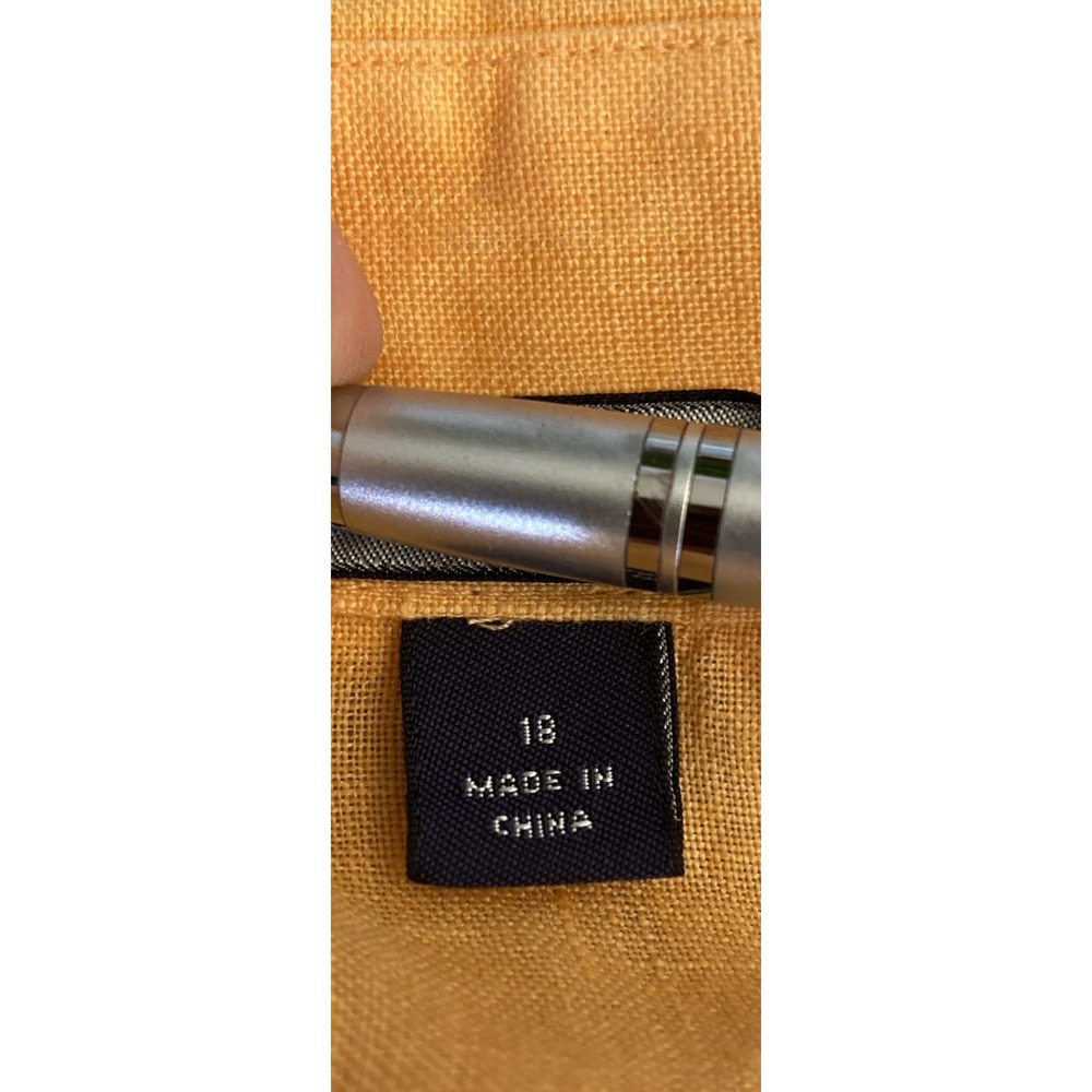 Lands End Size 18 Womens Yellow 100% Linen Short Sleeve Comfy Button Up Shirt - Picture 9 of 10